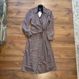 Alex Marie Long Sleeve Plaid Wrap Dress
